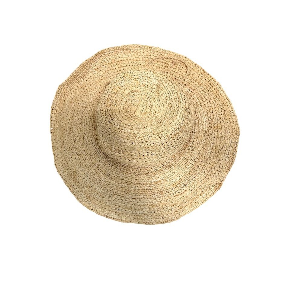 Womens Natural Raffia Straw Wide-Brim Sun Hat By Zealand